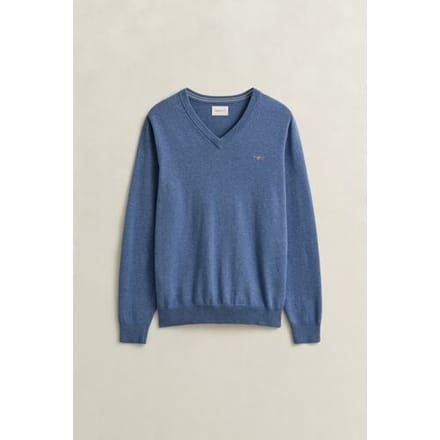 Gant Trui Classic Cotton V-Neck Denim Blue / male