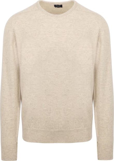 William Lockie Trui Lamswol Linen Beige - Maat L - Heren - Pullovers