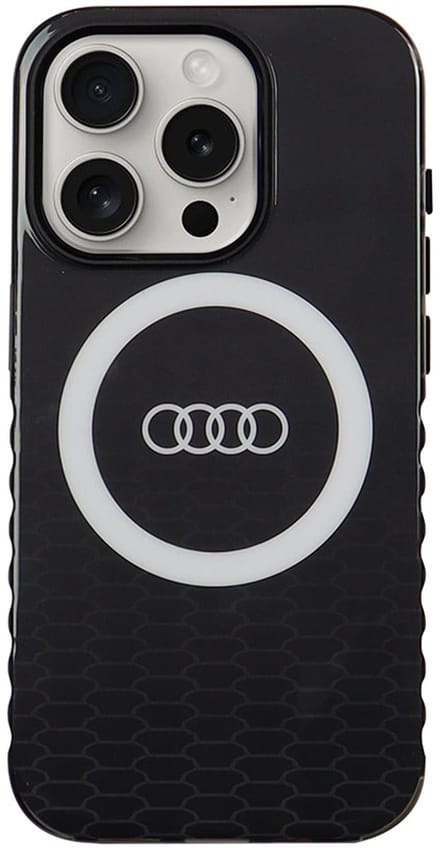 Audi Back Cover voor iPhone 15 Pro - MagSafe-compatibel - Stevige bescherming - Zwart