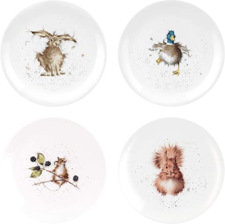 Wrendale - Set 4 Ontbijtborden - Woodland - 21cm