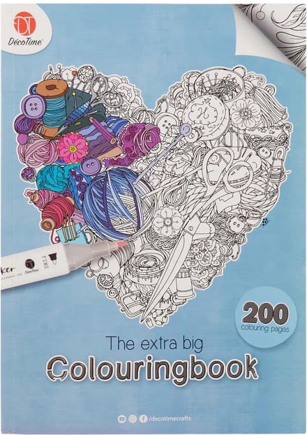 Decotime Extra big Colouringbook | 200x paginas | Kleurboek hard cover 200 designs
