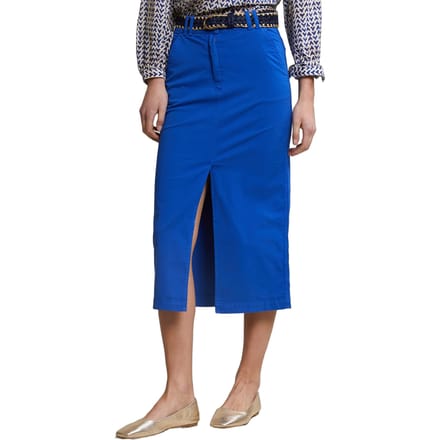 River Woods Blue Midi Stretch Skirt With Split Taglia: 36 | Minigonne Outlet | Donna | Blu