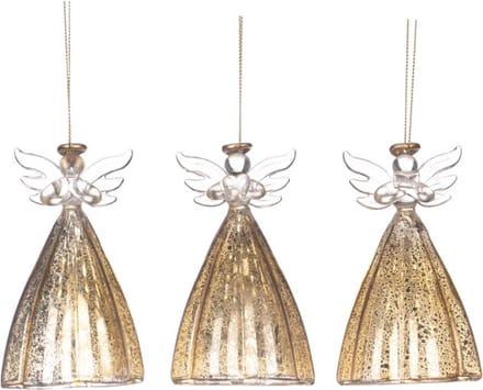 Goodwill Kersthanger Engel Glas Goud D 11 cm Voordeel Ass. van 3 Stuks