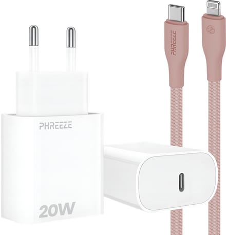20w snellader met kabel geschikt voor iPhone en iPad met Lightning poort - Usb C adapter set