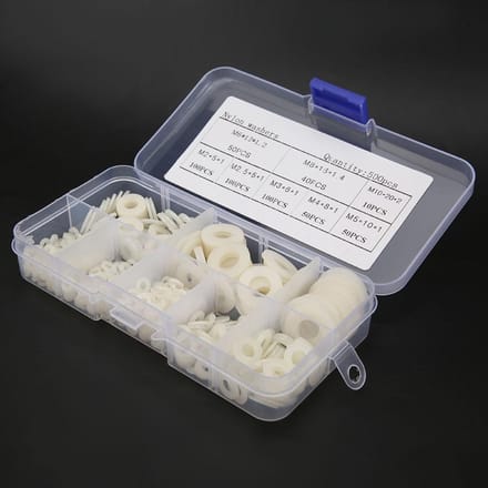 500 stuks/doos Nylon Ringen Set M2 M2.5 M3 M4 M5 M6 M8 M10 Hardware Bevestigingsmiddelen AccessoiresWit
