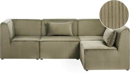 LEMVIG - Modulaire hoekbank 4-zits - Groen - Linkszijdig - Corduroy