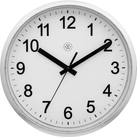 nXt Robust – Wandklok – 25 cm – Kunststof – Zilver – Witte wijzerplaat