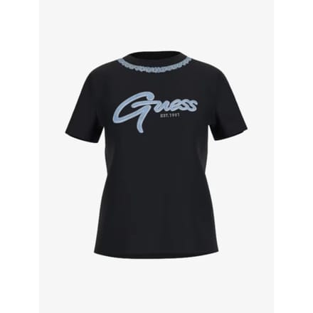 Guess Dames t-shirt jeans chain zwart