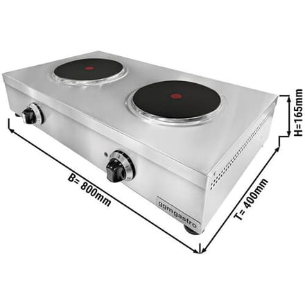 GGM Gastro Tisch Elektroherd - 5,2 kW - 2 Platten Rund Zilver