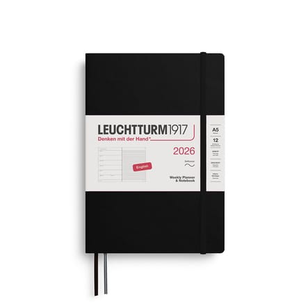 Leuchtturm1917 - Weekly Planner&Notebook - A5 - 12 maanden - 2026 - Softcover - Black