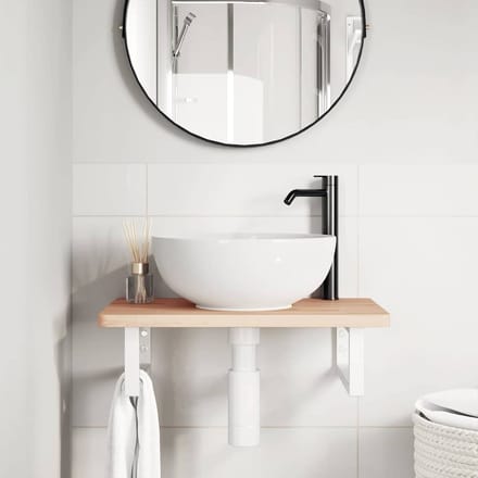 vidaXL - Badkamer - wandschap - staal - en - massief - beukenhout