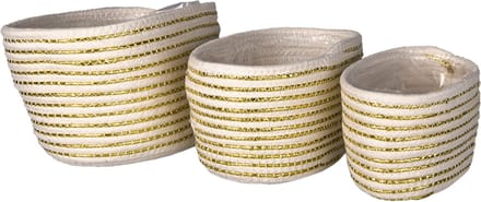 Clayre & Eef Opbergmand Set van 3 Ø 26 Ø 23 Ø 20 cm Wit Touw
