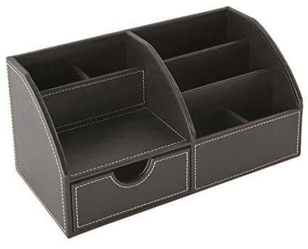Bruine bureau-organizer van kunstleer