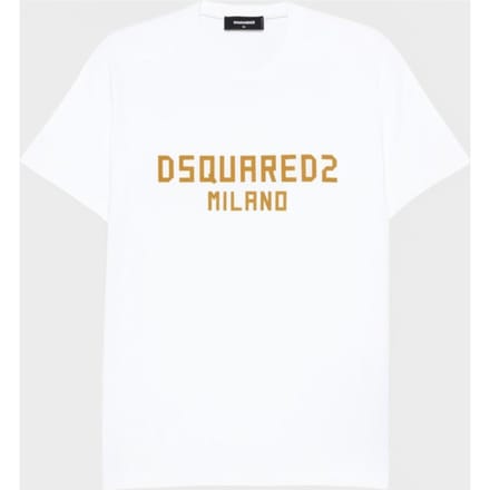 Dsquared2 Milano Logo T-Shirt Print Wit Oker