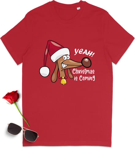 Dames T Shirt - Kerstmis - Rood - Maat L