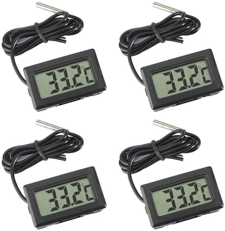 Digitale thermometer - Temperatuurmeter - Klimaatbewaking - Externe vochtsensor - 4 stuks - Zwart