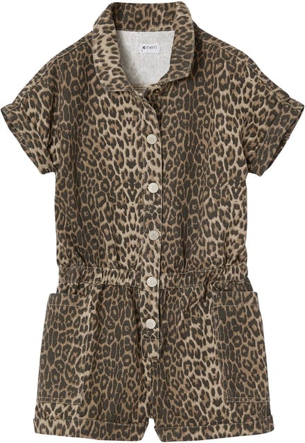 Jonen Denim short met luipaardprint