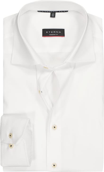 ETERNA modern fit overhemd - superstretch lyocell heren overhemd - wit - Strijkvriendelijk - Boordmaat: 43