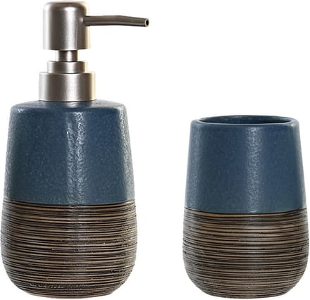 Items badkamer accessoires set drinkbeker/zeeppompje - blauw