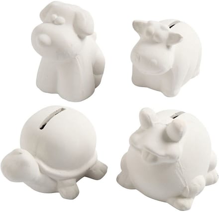 CC Money Box, H: 7-10 cm, white, 4 pc/ 1 pack