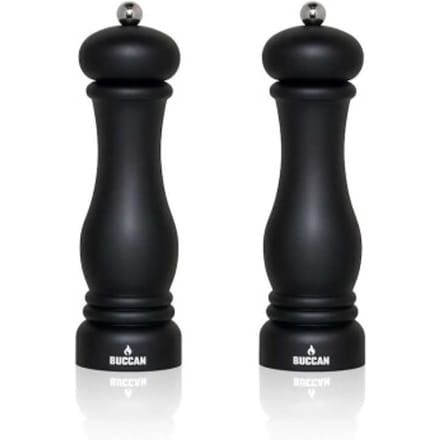 Buccan cooking – Klassieke Pepermolen – Mat zwart met zilver – Set van 2