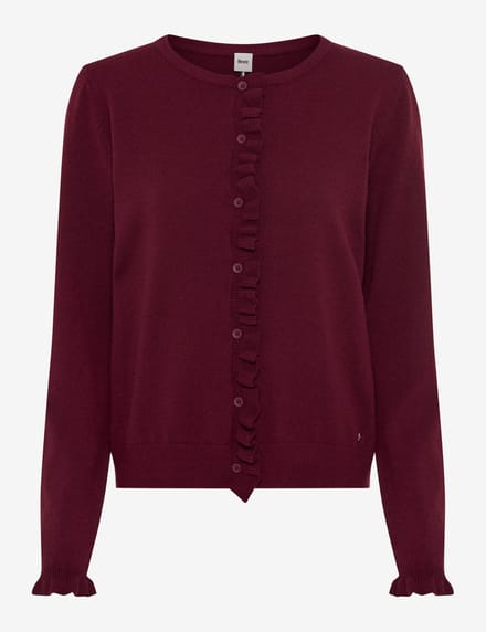 Slim fit gebreid jack van mix van scheerwol en kasjmier model 'ANN'