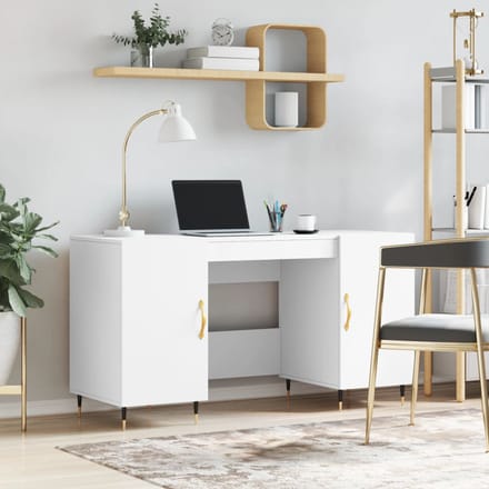 Vidaxl Bureau, Wit, 140X50X75 Cm, Materiaal Houtvezelplaat