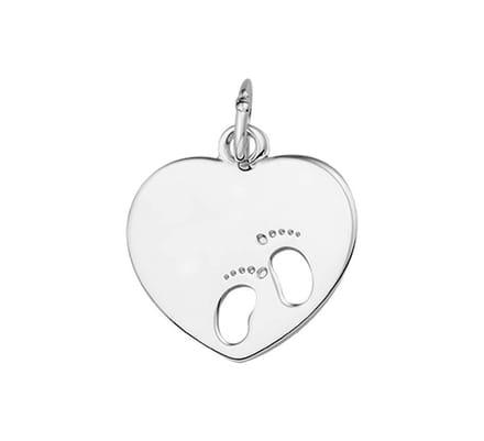 Zilver Gerhodineerde Graveerhartje gestanste voeten 1329801