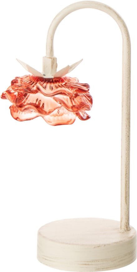 J-Line lamp Bloem - ijzer - oranje/wit - small - LED lichtjes
