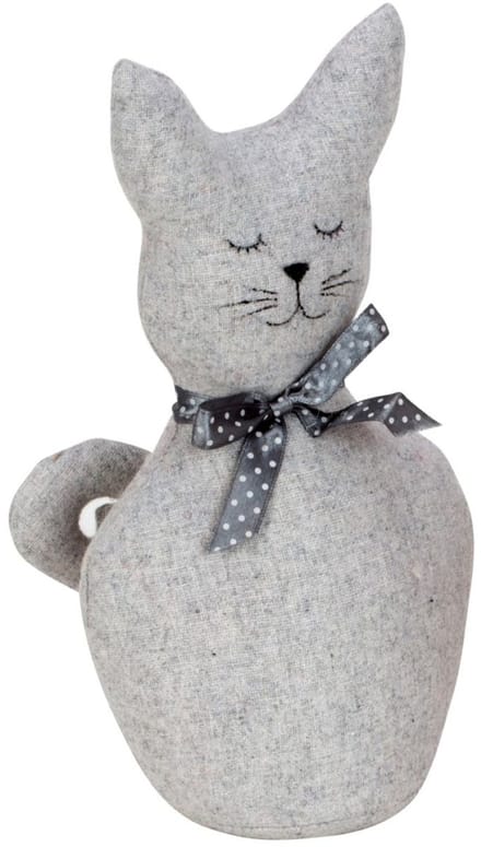 Deurstopper - poes/kat - grijs - 25 x 13 cm - dieren - kinderkamer - bescherming