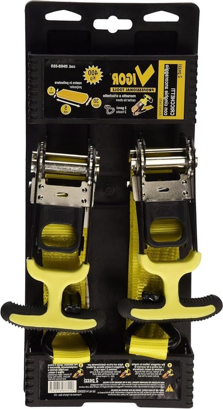Spanband Ratel - Spanbanden Set - Vastzetten Lading - Met Haken - 5 Meter - Geel
