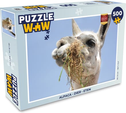 Puzzel Alpaca - Dier - Eten - Legpuzzel - Puzzel 500 stukjes