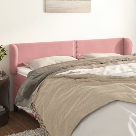 vidaXL Hoofdbord met randen 183x23x78/88 cm fluweel roze