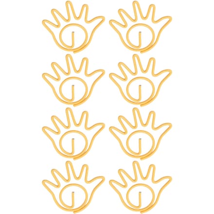 Lot de 100 trombones en métal en forme de main, antirouille, décoration pour bureau, école, jaune jaune
