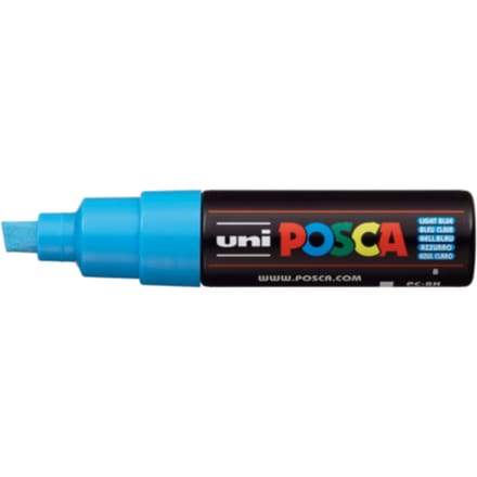 Posca marker met schuine punt schrijfdikte breed lichtblauw