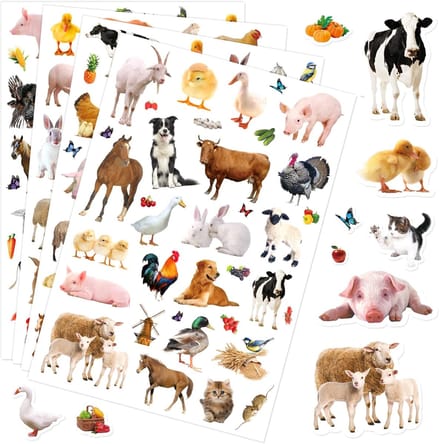 Boerderijdieren Stickers - 4 Grote Stickervellen Boerderij - Stickers Kind