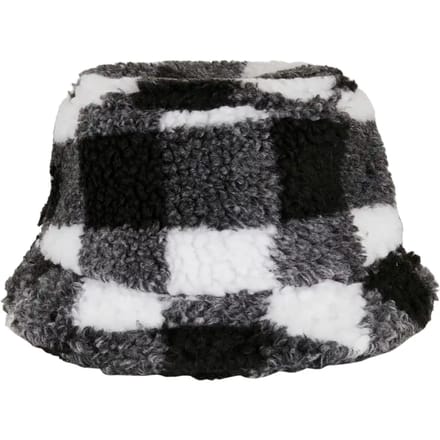 Urban Classics - Sherpa Check Bucket hat / Vissershoed - Wit/Zwart