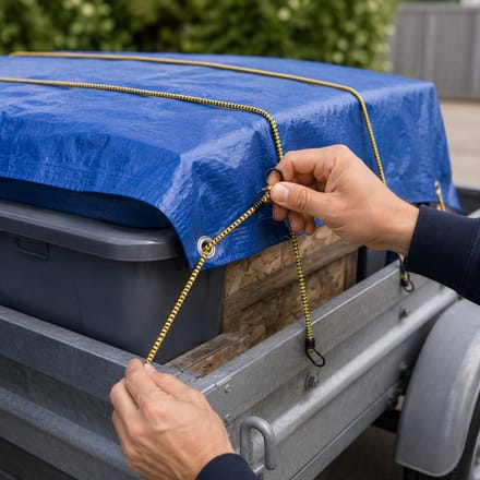 Kinzo Spinbinders met Haken – 2 Stuks – Elastische Snelbinders 150 cm – Blauw/Geel