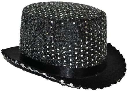 Hoge hoed zilver pailletten
