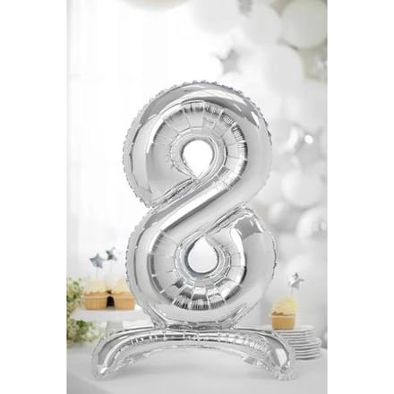 Zilver 8 staande folieballon 70cm