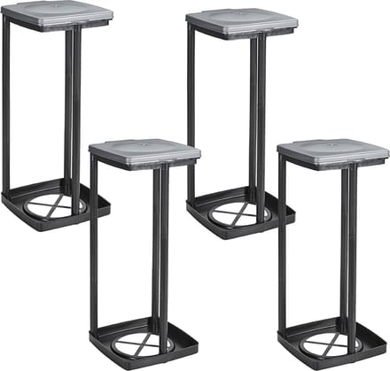 Sunware Quadra vuilniszakhouder 120L - Set van 4 - 28x31x6.5cm - Zwart