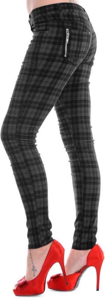 Banned - CHECK Skinny fit broek - 2XL - Grijs