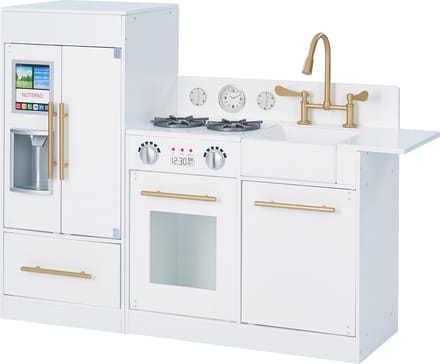 Teamson Kids Groot Modern Houten Speelkeuken - Kinderspeelgoed - Rollenspel Speelgoed - Wit/Goud