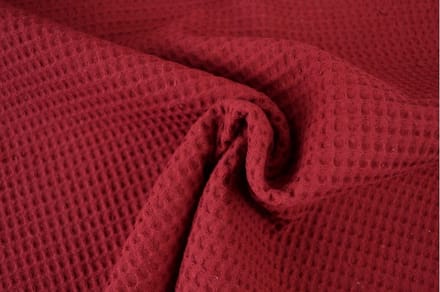 10 meter wafelstof - Bordeaux rood - 150cm breed - Wafelkatoen