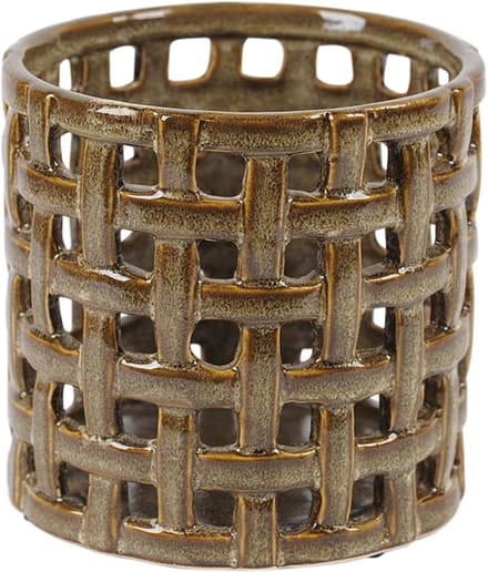 Rasteli - Kaarsenhouder - aardewerk; keramiek - bruin - D19 x H18 cm