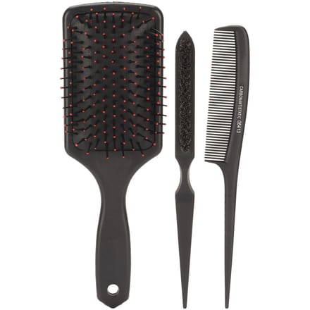 Ensemble de 3 peignes à cheveux Peigne à queue Peigne plat Brosse à cheveux Démêlage facile Outils de coiffage black