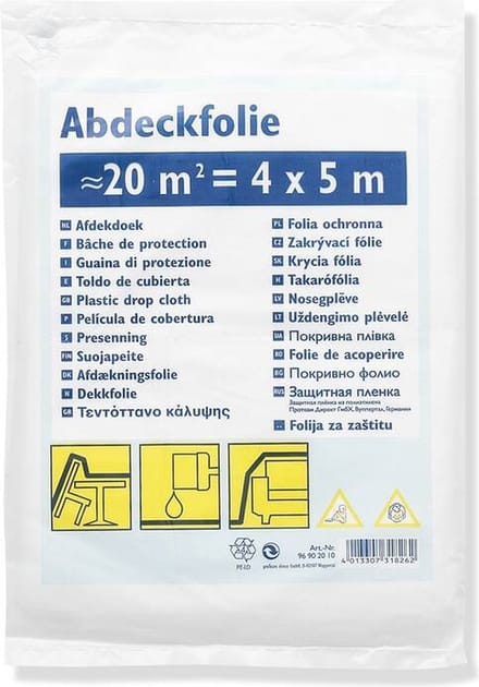 Afdekfolie 1 stuk transparant - 4x5m - 7mu