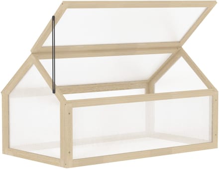 Outsunny Kweekkas hout met polycarbonaat - Broeikas - Mini kas - Naturel