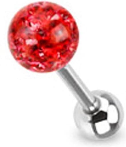 Piercing ferido multi crystal met Epoxy 1.6x16 - rood - LMPiercings