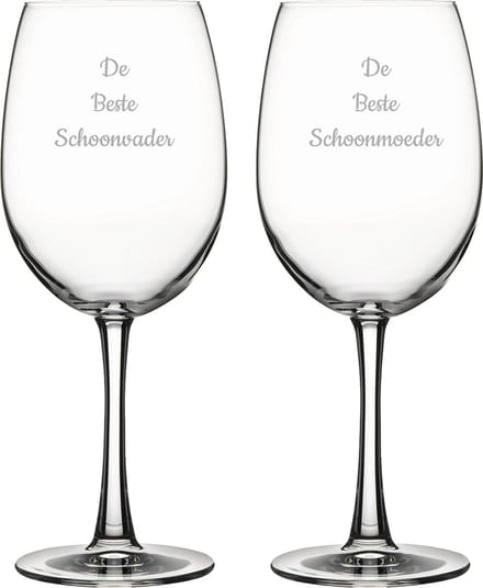 Gegraveerde Rode wijnglas 46cl De Beste Schoonvader- De Beste Schoonmoeder